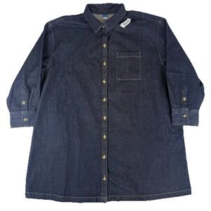 Old Navy Long Sleeve Denim Mini Shirt Dress Dark Wash Women's XXL NWT